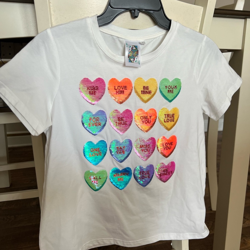 Queen of Sparkles- Heart Tee (Kids L fits like Women’s XS/S)